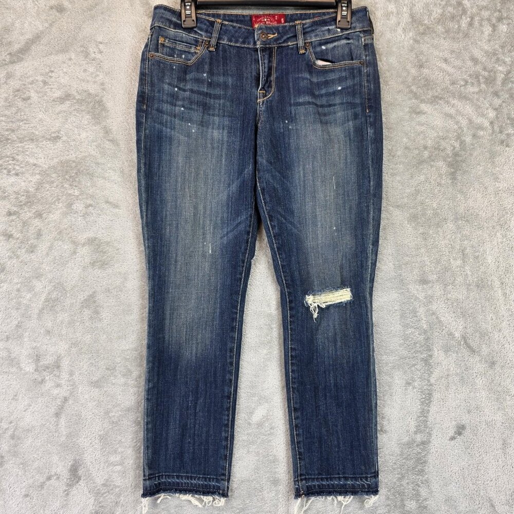 Lucky Brand Leyla Capri Jeans Womens 6 Distressed Raw Hem Ripped Denim Pants